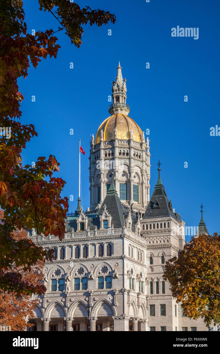 USA, Connecticut, Hartford, Connecticut State Capitol, außen, Herbst Stockfoto