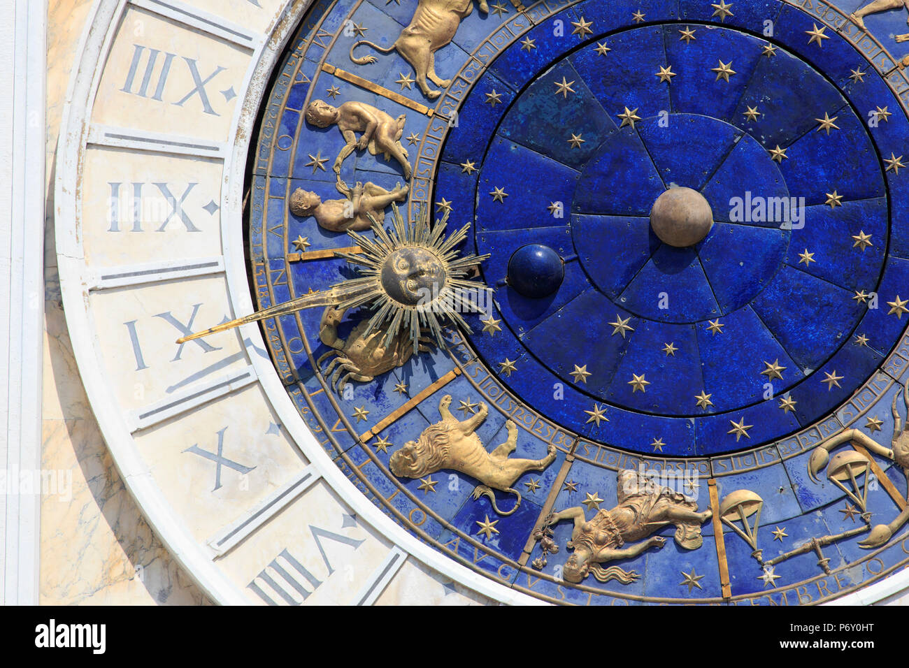 Italien, Veneto, Venedig, Sestiere von San Marco, Detail der Astronomischen Uhr Stockfoto