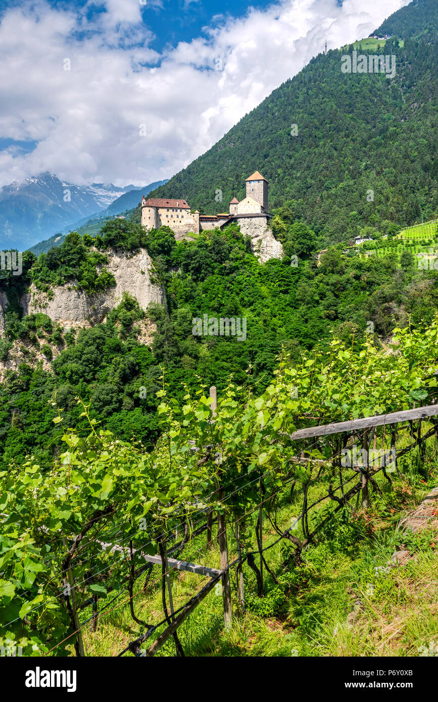Schloss Tirol oder Castel Dorf Tirol Dorf Tirol - Tirol, Trentino Alto Adige - Südtirol, Italien Stockfoto