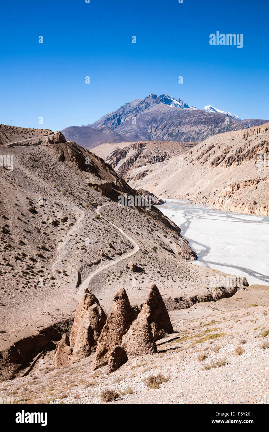 Landschaft in der Nähe von Kagbeni, Upper Mustang, Nepal Stockfoto