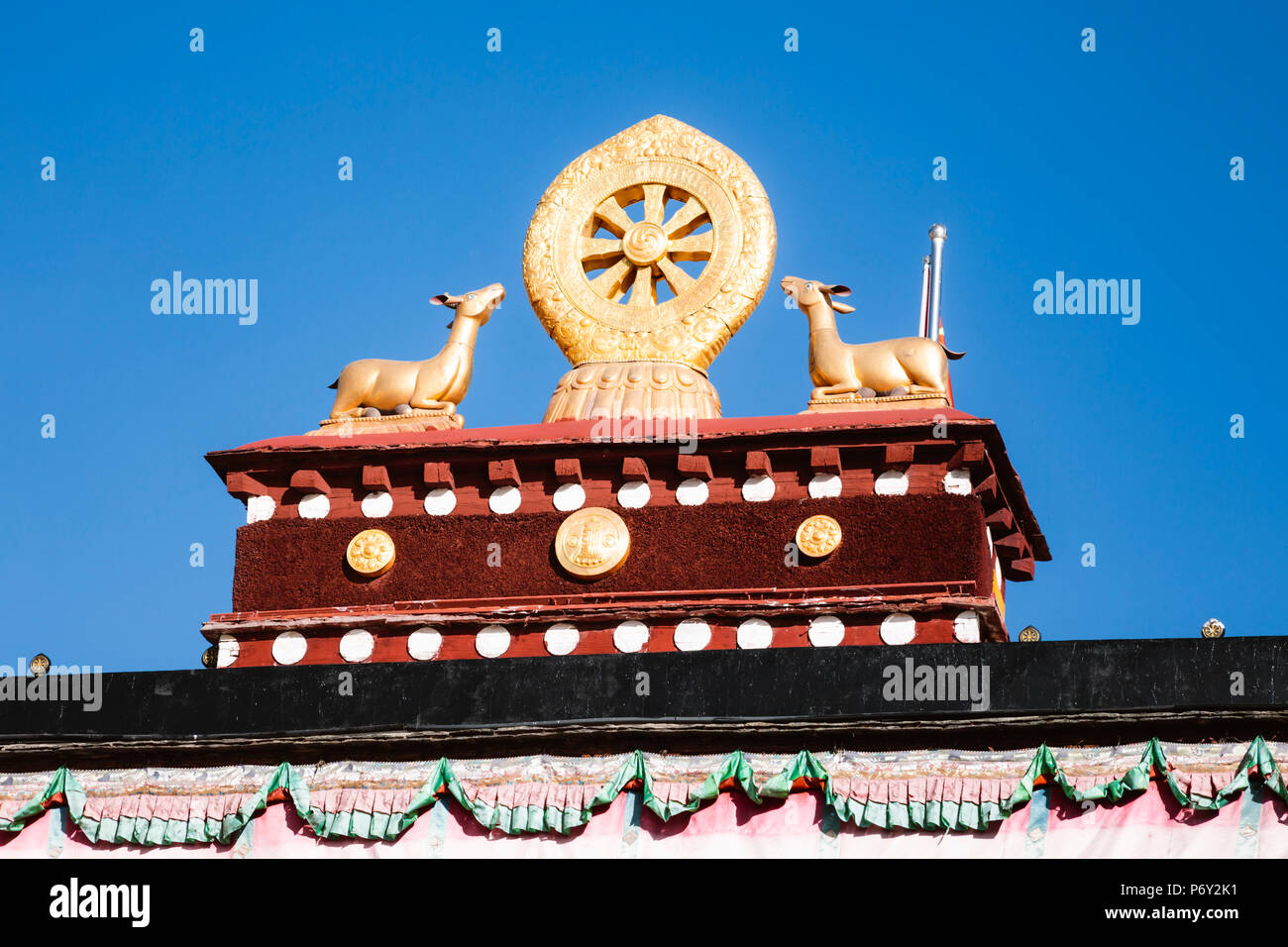 Das goldene Rad des Dharma, Lhasa, Tibet Jokang Stockfoto