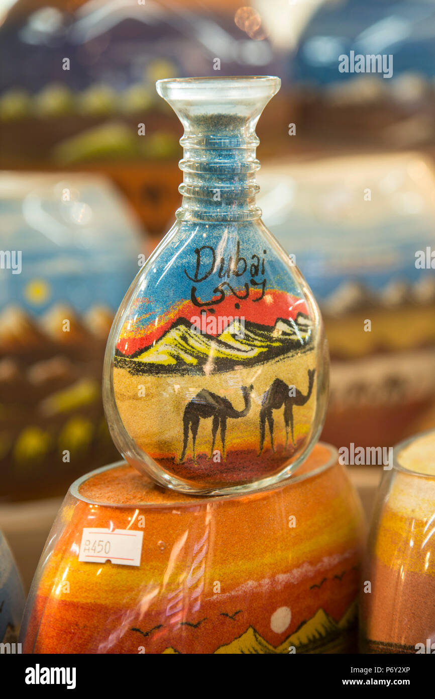 Sand Kunst in einer Flasche, Dubai, Vereinigte Arabische Emirate Stockfoto