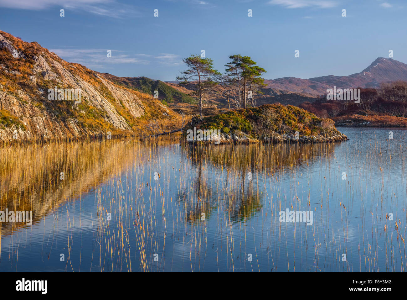 Großbritannien, Schottland, Lochinver, Sutherland, Hochland, Loch Druim Suardalain, Berg Canisp Stockfoto