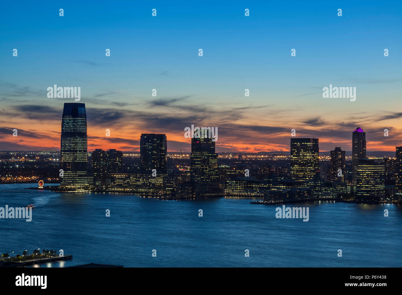 Blick von Soho in Richtung New Jersey & Hudon Fluss, Manhattan, New York City, USA Stockfoto