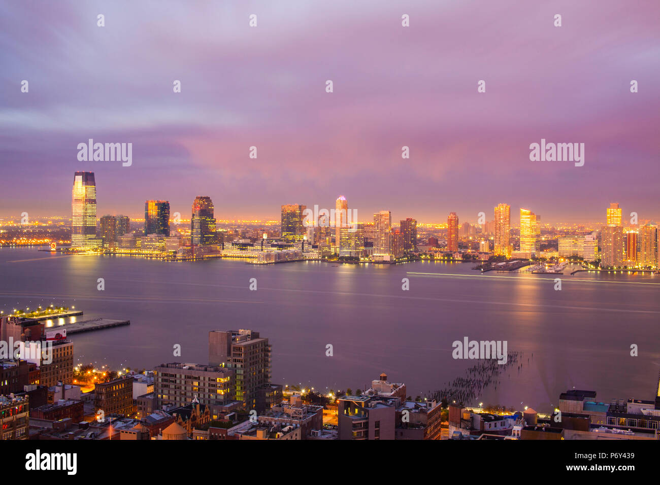 Blick von Soho in Richtung New Jersey & Hudon Fluss, Manhattan, New York City, USA Stockfoto