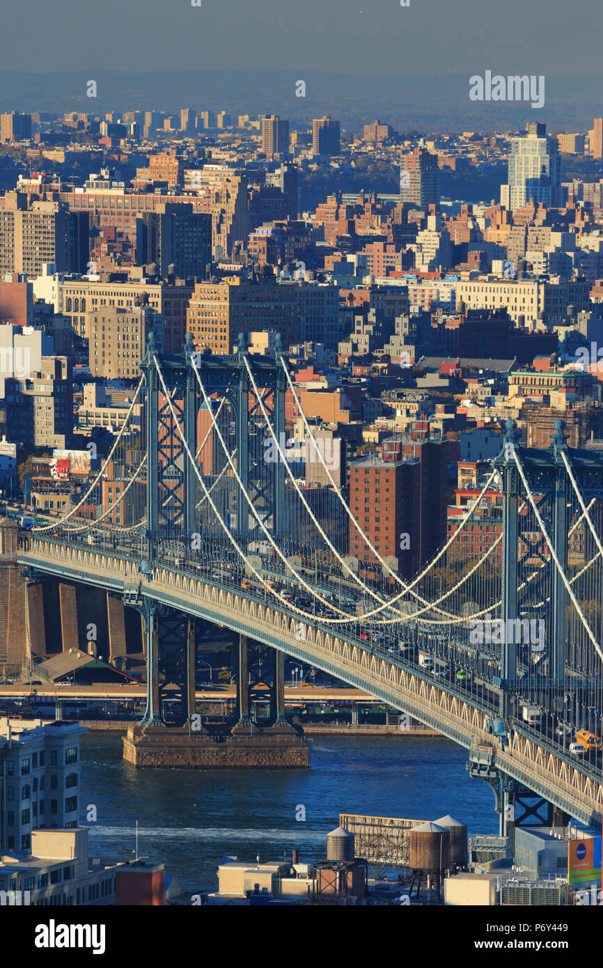 USA, New York City, Manhattan Skyline aus Brooklyn Stockfoto