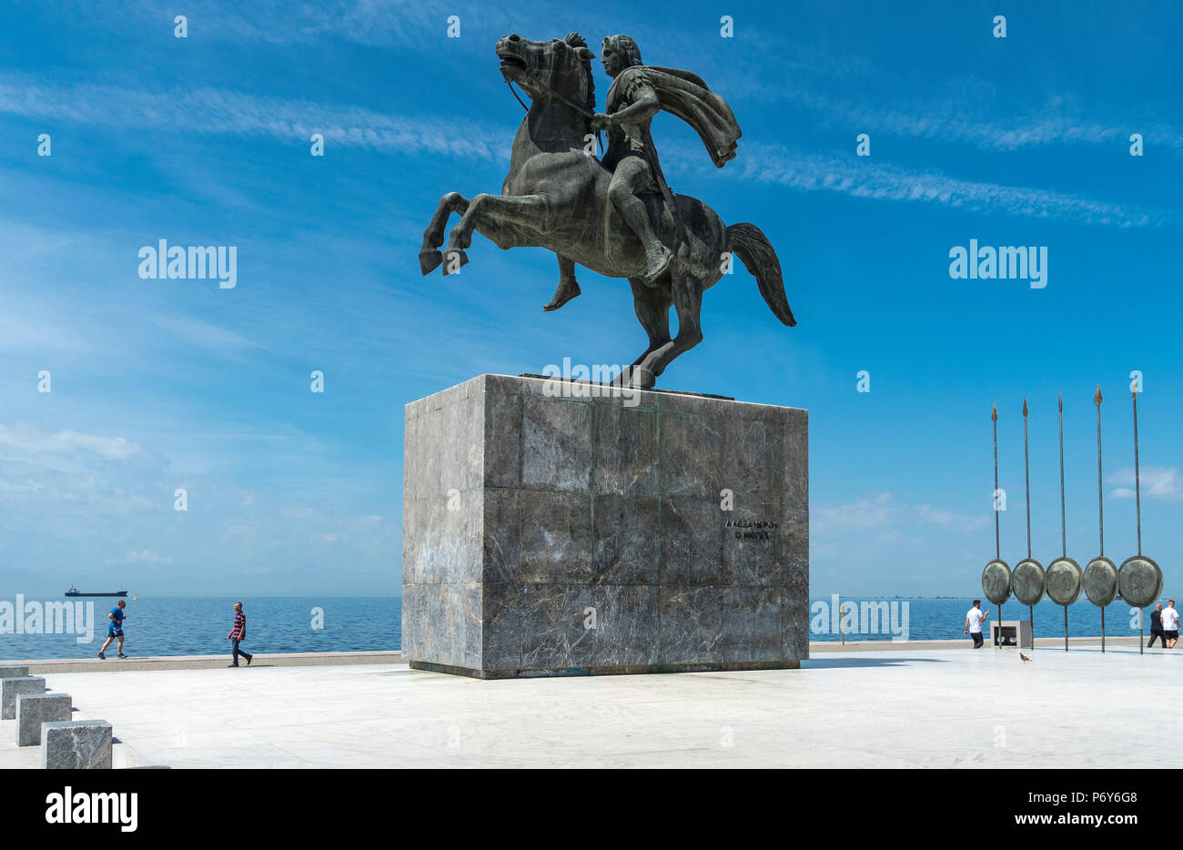 Von Alexander dem Großen Statue auf Thessaloniki Waterfront, Mazedonien, Nordgriechenland Stockfoto