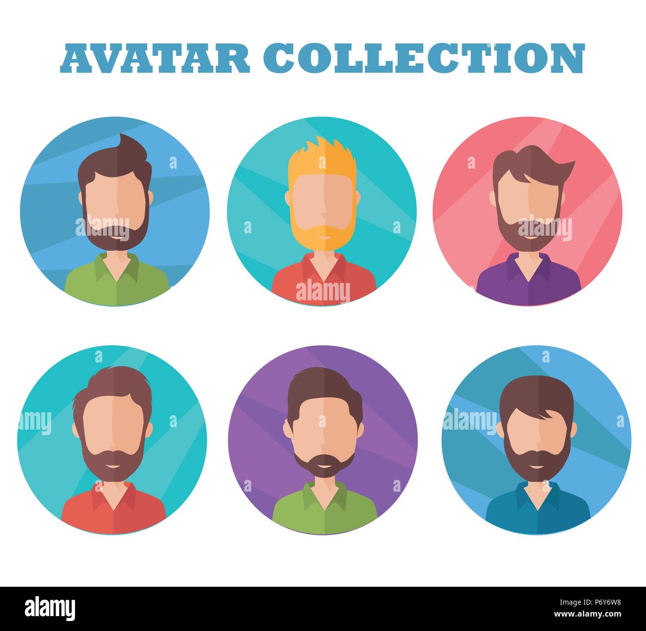 Mann avatar Sammlung. Profil Bild im flachen Stil Stock Vektor