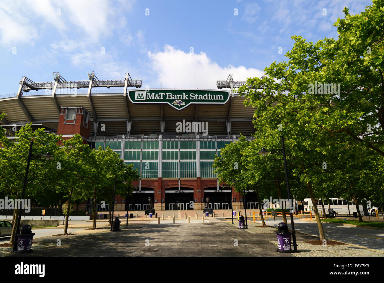 Die Außenseite des M&T-Stadium, Heimstadion der Baltimore Ravens American Football Team, Camden Yards, Baltimore, Maryland, USA Stockfoto