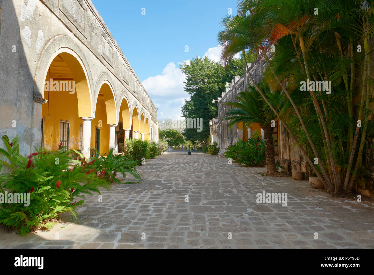 Hacienda Yaxcopoil ist ein aus dem 17. Jahrhundert henequen Plantage in der Nähe von Merida, Yucatan, Mexiko, heute ein Museum, Gästehaus und Veranstaltungsort. Stockfoto
