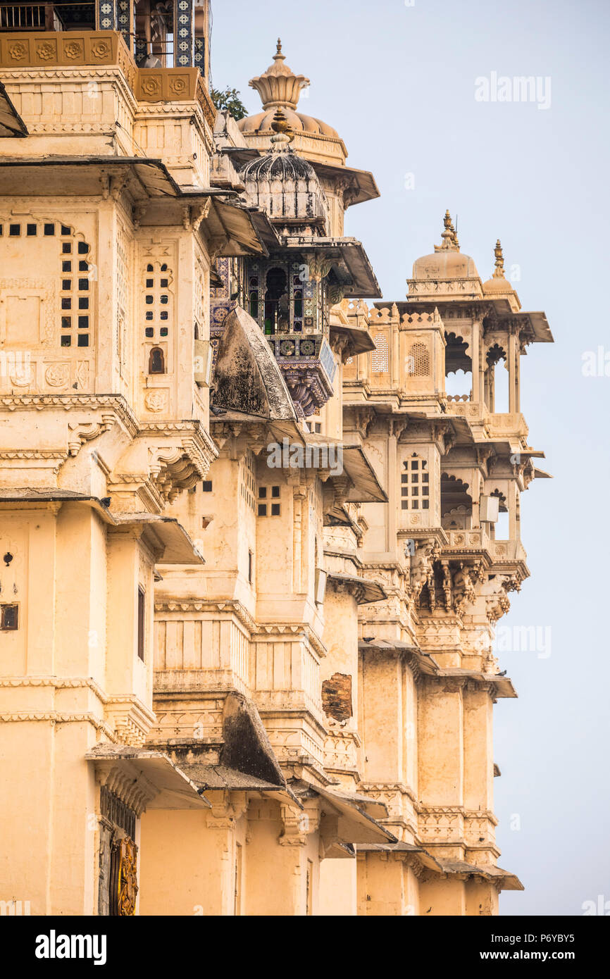 Stadtschloss, Udaipur, Rajasthan, Indien Stockfoto