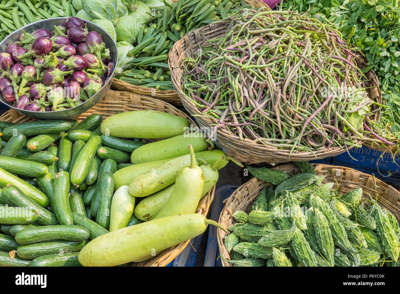 Gemüsemarkt, Udaipur, Rajasthan, Indien Stockfoto