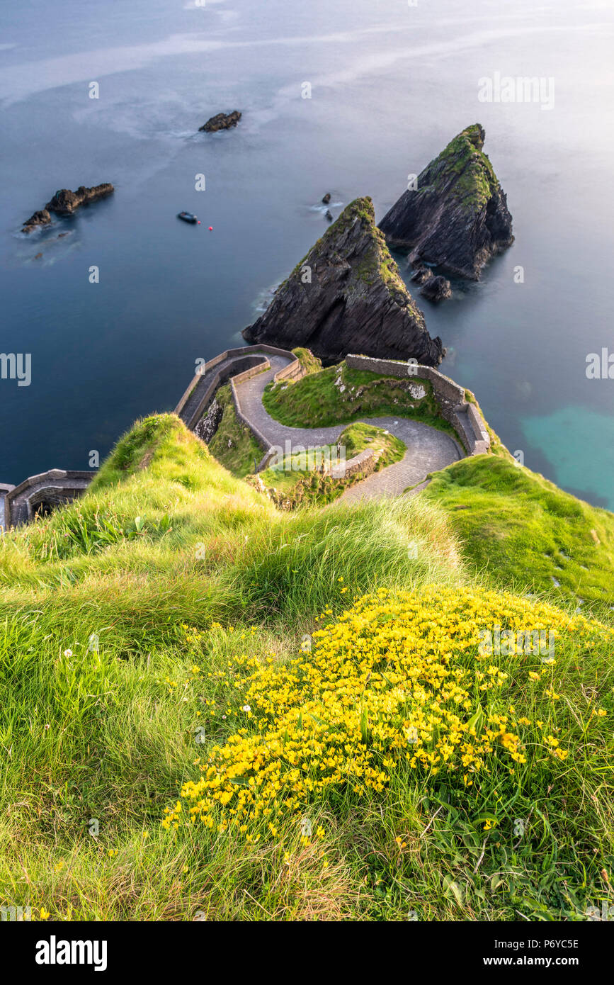 In Dunquin Pier (DÃºn Chaoin), der Halbinsel Dingle in der Grafschaft Kerry, Provinz Munster, Irland, Europa. Stockfoto