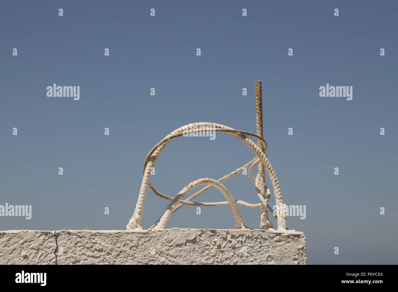 Flachdach mit Schliff in Mirties, Kalymnos, Griechenland Stockfoto