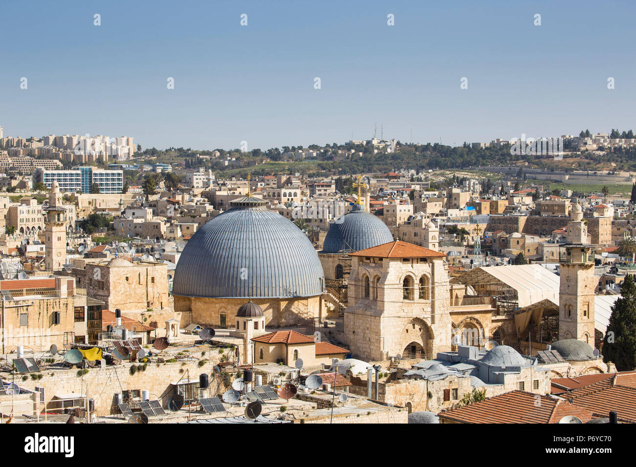 Israel, Jerusalem, Altstadt, in der Sicht der christlichen Viertel und die Kirche des Heiligen Grabes Stockfoto