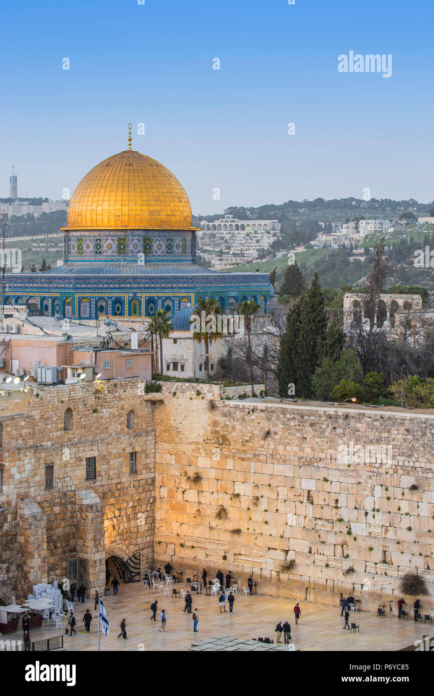 Israel, Jerusalem, alte Stadt, Tempelberg und Felsendom und der westlichen Mauer - Wissen als Klagemauer Stockfoto