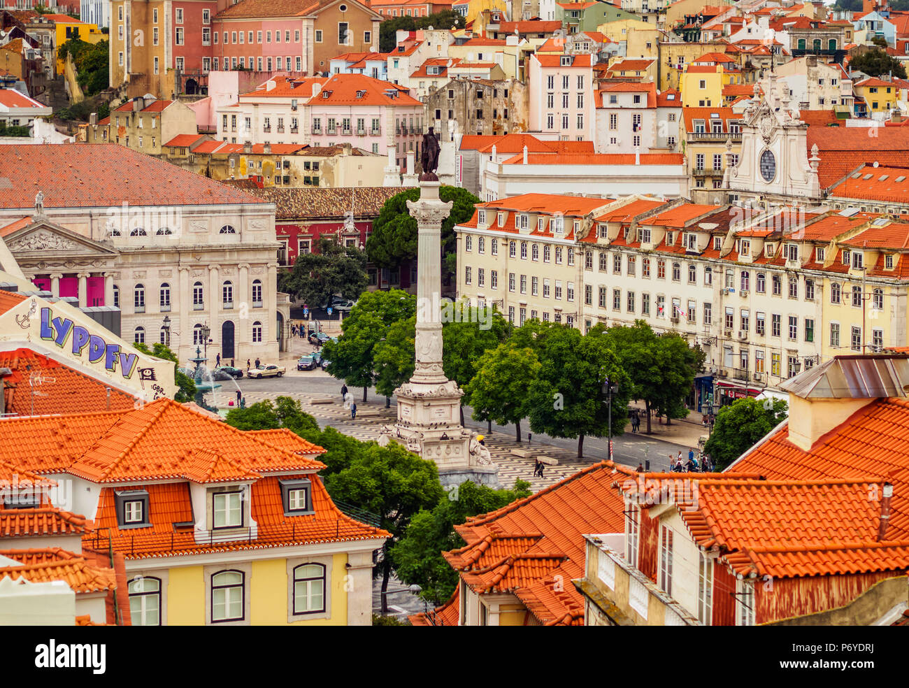 Portugal, Lissabon, Blick in Richtung Pedro IV. Stockfoto