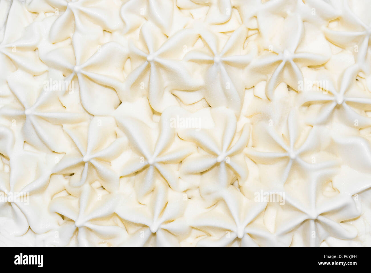 Weiße Vanille Eis Textur Hintergrund. Schöne süße Nachspeise mit verzierenden Elemente Stockfoto