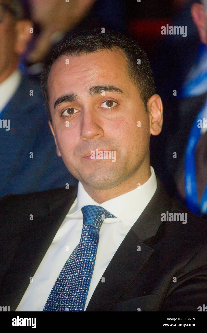 Italien, Rom, Luigi Di Maio, Führer der Fünf-Sterne-Bewegung (M5S) zum Vizepräsidenten des Rates der Verkehrsminister der Italienischen Republik von 2018. Stockfoto