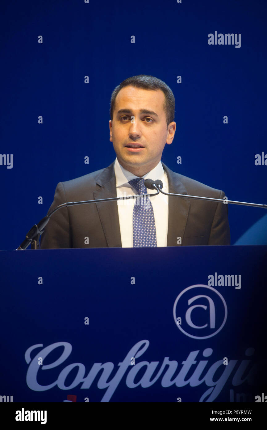 Italien, Rom, Luigi Di Maio, Führer der Fünf-Sterne-Bewegung (M5S) zum Vizepräsidenten des Rates der Verkehrsminister der Italienischen Republik von 2018. Stockfoto