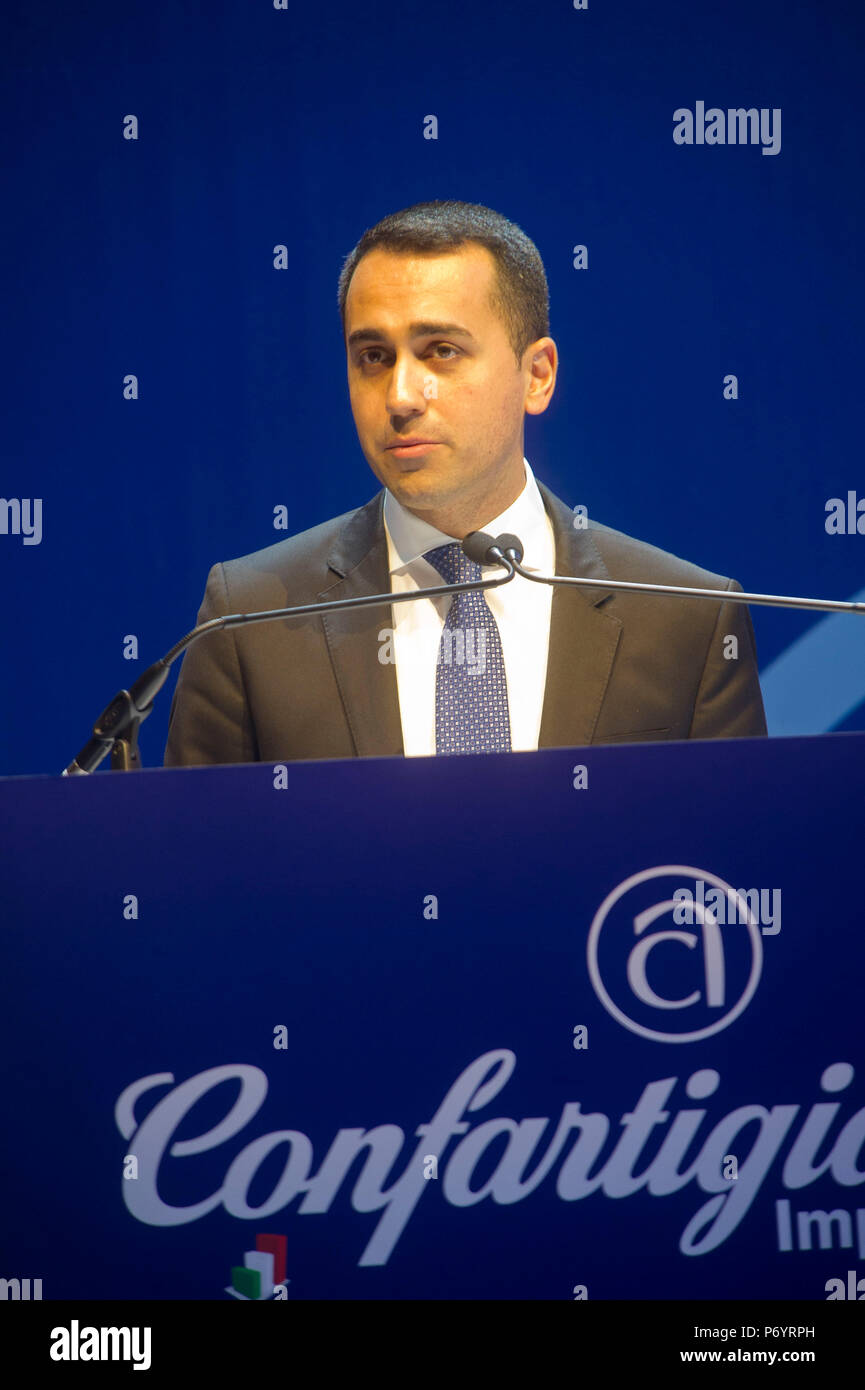 Italien, Rom, Luigi Di Maio, Führer der Fünf-Sterne-Bewegung (M5S) zum Vizepräsidenten des Rates der Verkehrsminister der Italienischen Republik von 2018. Stockfoto