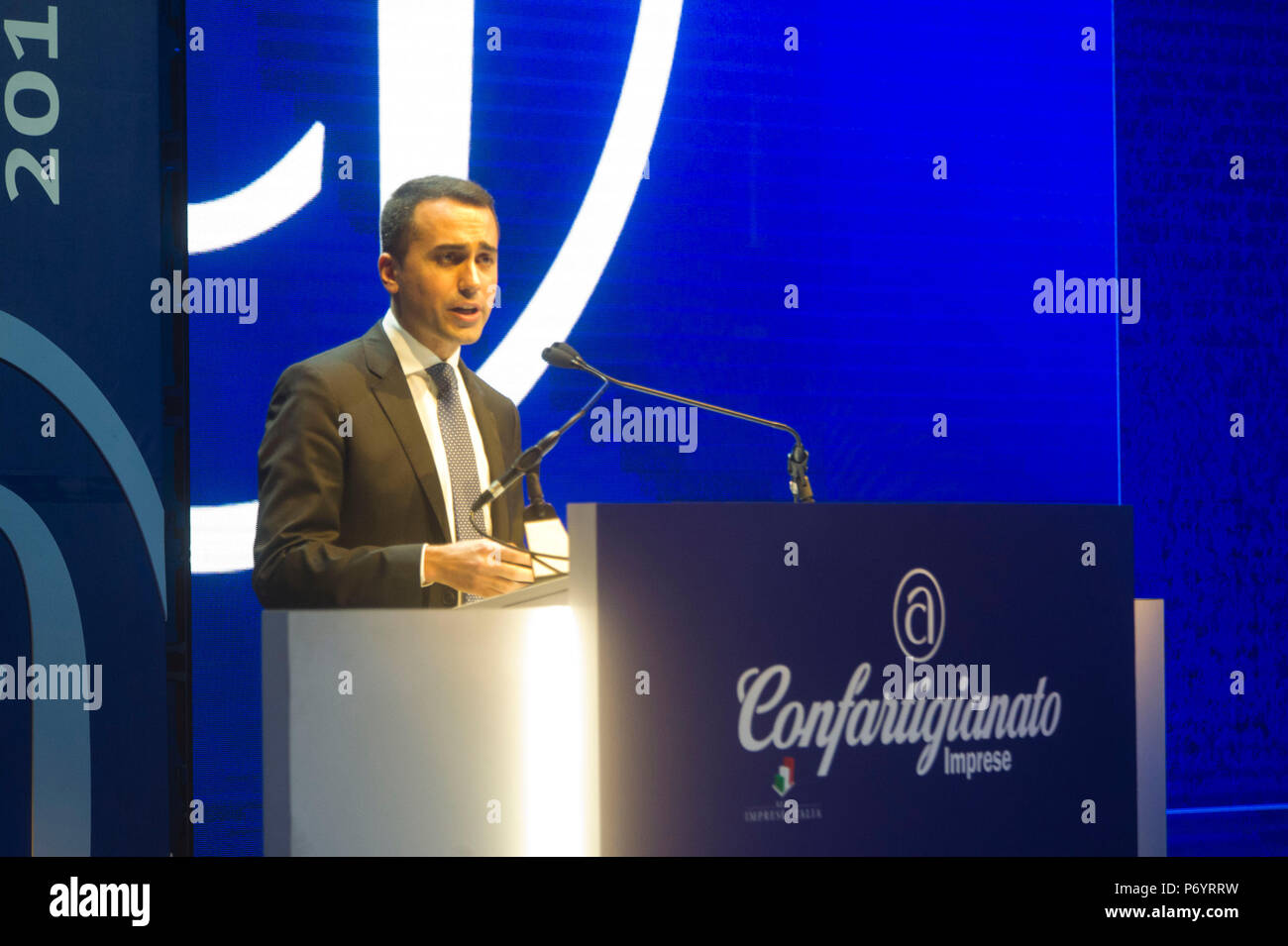 Italien, Rom, Luigi Di Maio, Führer der Fünf-Sterne-Bewegung (M5S) zum Vizepräsidenten des Rates der Verkehrsminister der Italienischen Republik von 2018. Stockfoto