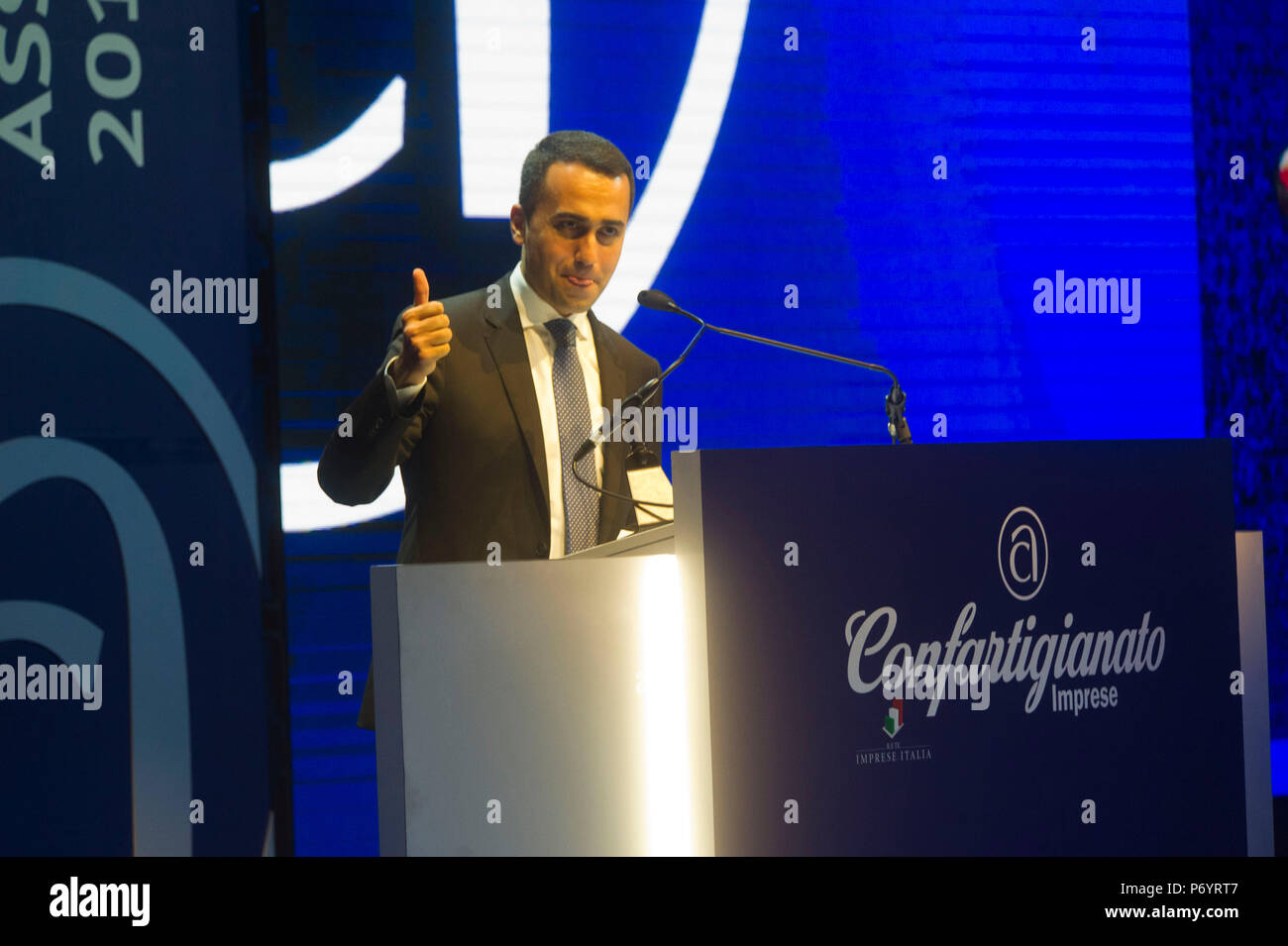 Italien, Rom, Luigi Di Maio, Führer der Fünf-Sterne-Bewegung (M5S) zum Vizepräsidenten des Rates der Verkehrsminister der Italienischen Republik von 2018. Stockfoto