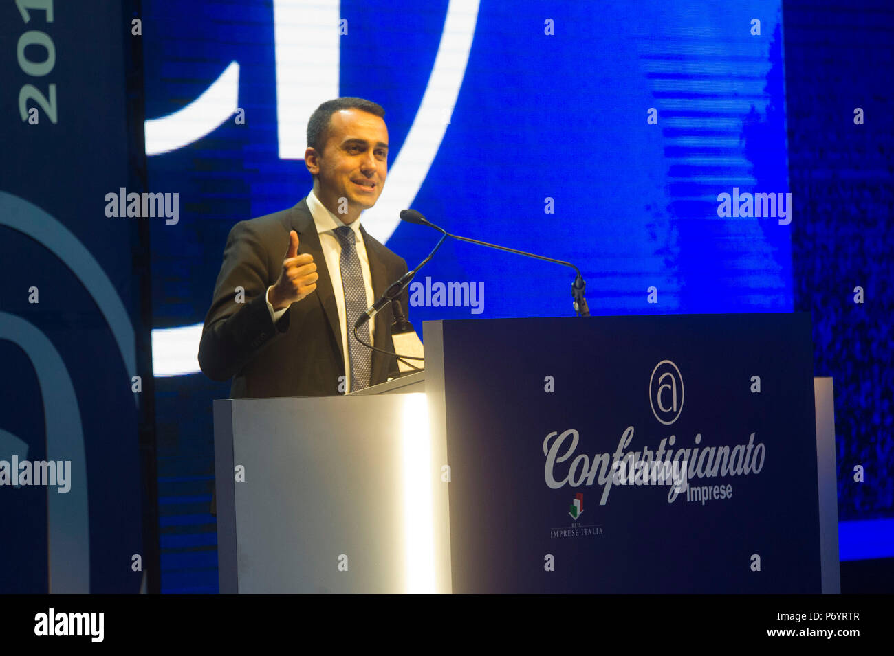 Italien, Rom, Luigi Di Maio, Führer der Fünf-Sterne-Bewegung (M5S) zum Vizepräsidenten des Rates der Verkehrsminister der Italienischen Republik von 2018. Stockfoto