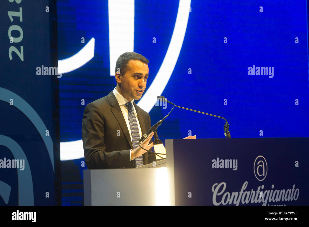 Italien, Rom, Luigi Di Maio, Führer der Fünf-Sterne-Bewegung (M5S) zum Vizepräsidenten des Rates der Verkehrsminister der Italienischen Republik von 2018. Stockfoto