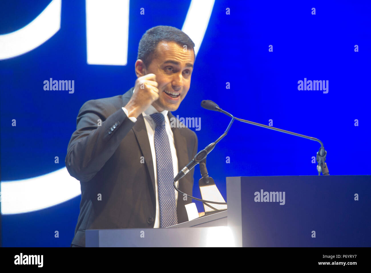 Italien, Rom, Luigi Di Maio, Führer der Fünf-Sterne-Bewegung (M5S) zum Vizepräsidenten des Rates der Verkehrsminister der Italienischen Republik von 2018. Stockfoto