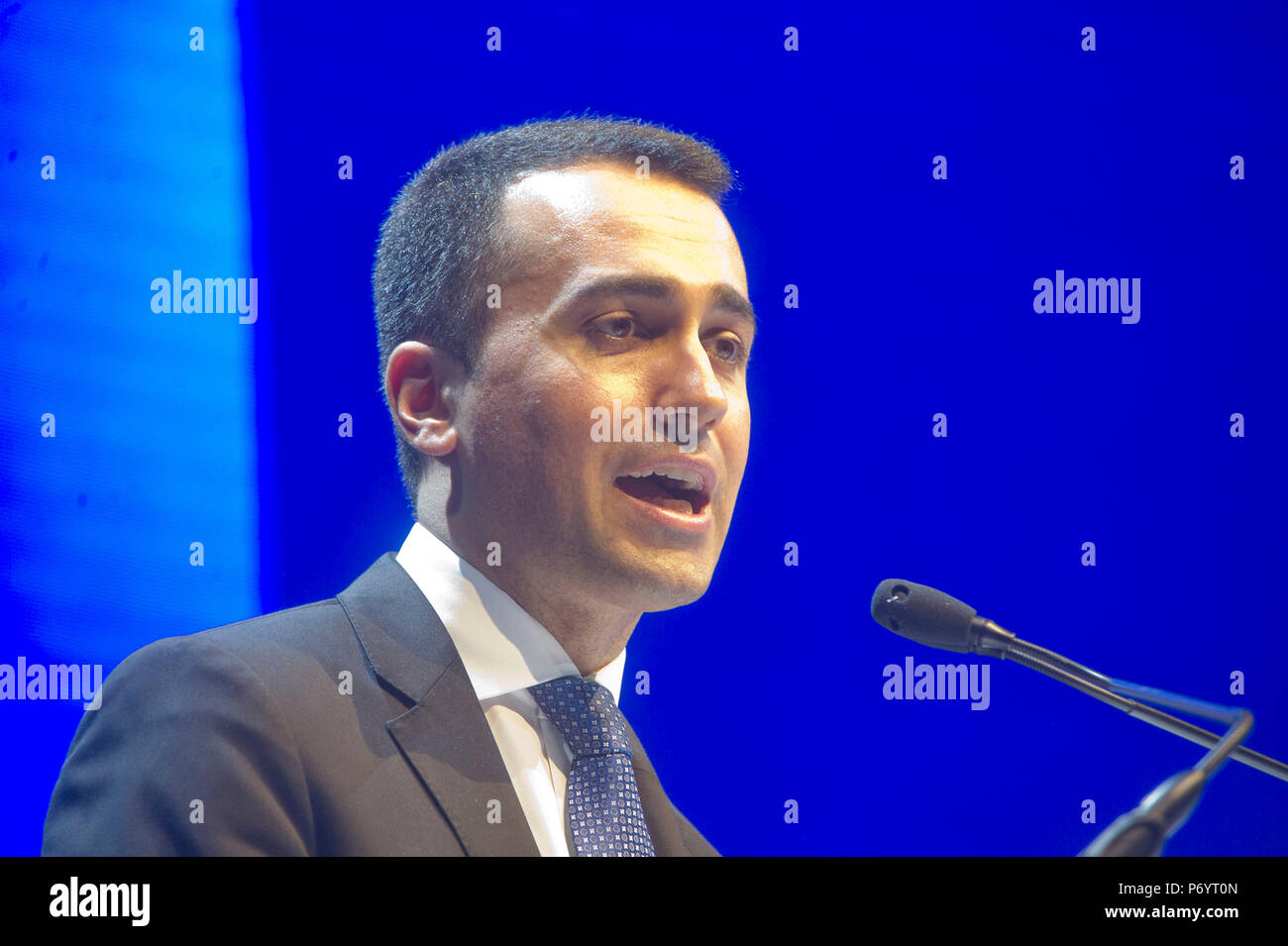 Italien, Rom, Luigi Di Maio, Führer der Fünf-Sterne-Bewegung (M5S) zum Vizepräsidenten des Rates der Verkehrsminister der Italienischen Republik von 2018. Stockfoto