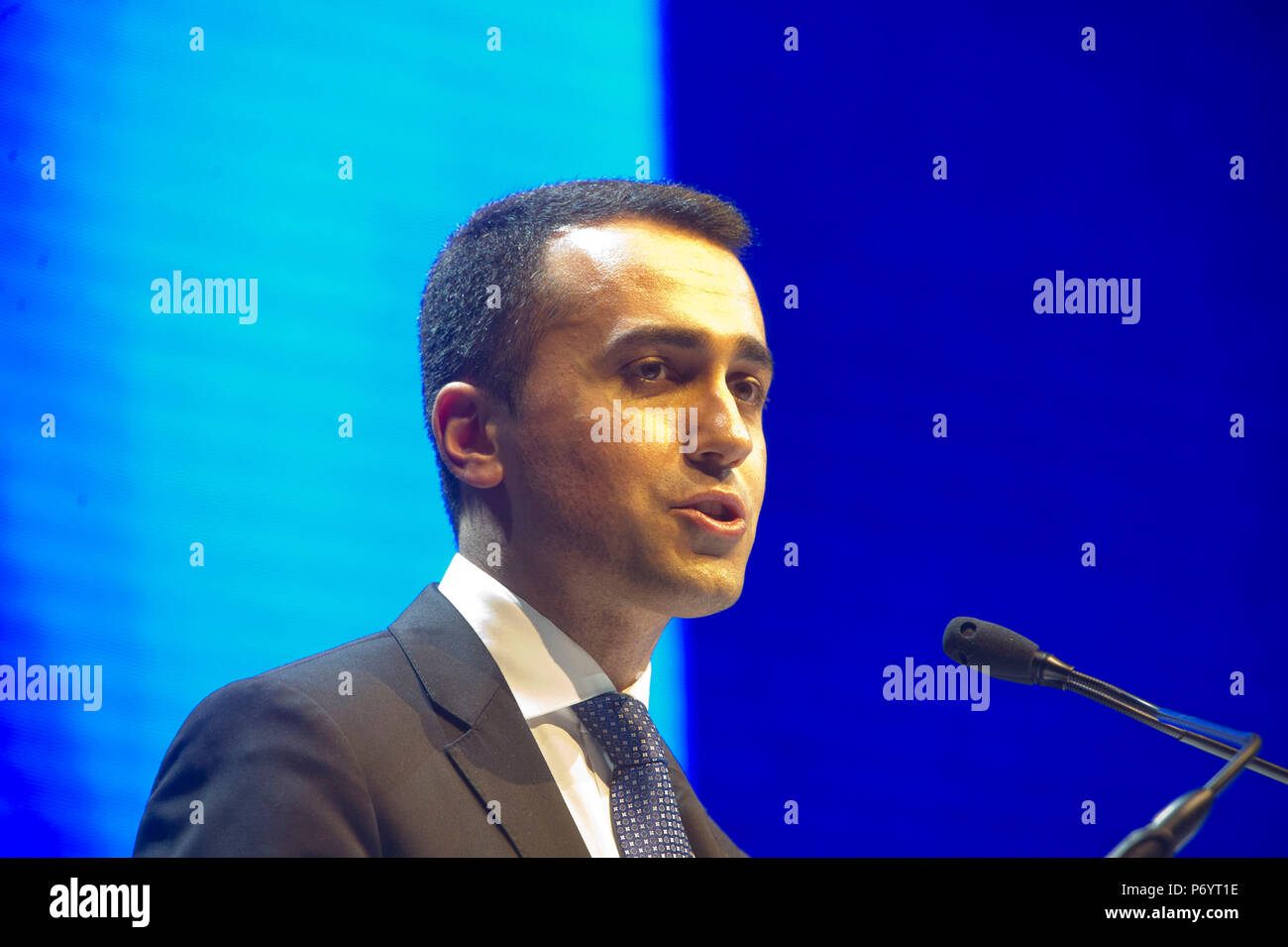 Italien, Rom, Luigi Di Maio, Führer der Fünf-Sterne-Bewegung (M5S) zum Vizepräsidenten des Rates der Verkehrsminister der Italienischen Republik von 2018. Stockfoto