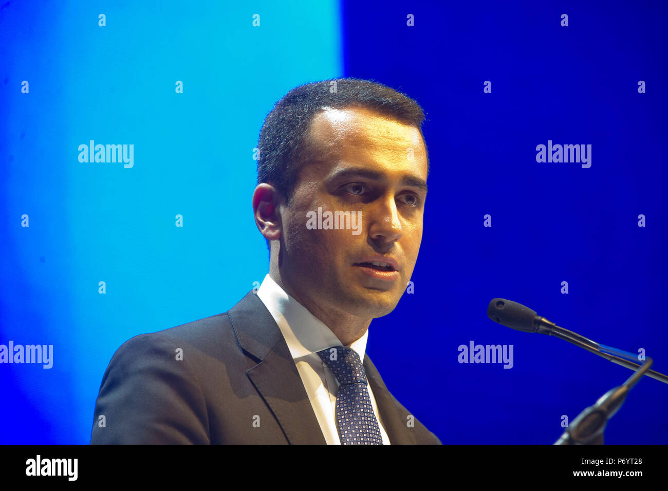 Italien, Rom, Luigi Di Maio, Führer der Fünf-Sterne-Bewegung (M5S) zum Vizepräsidenten des Rates der Verkehrsminister der Italienischen Republik von 2018. Stockfoto