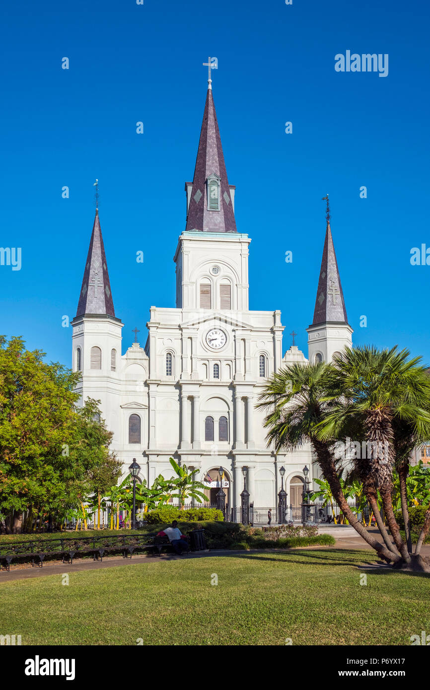 USA, Louisiana, New Orleans, French Quarter. Saint-Louis-Kathedrale am Jackson Square. Stockfoto