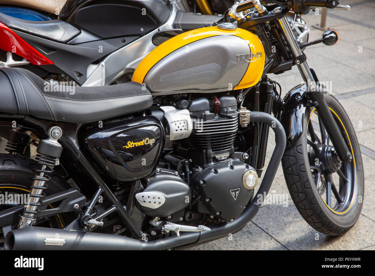 Triumph Motorräder street cup Bonneville in Sydney, Australien Stockfoto