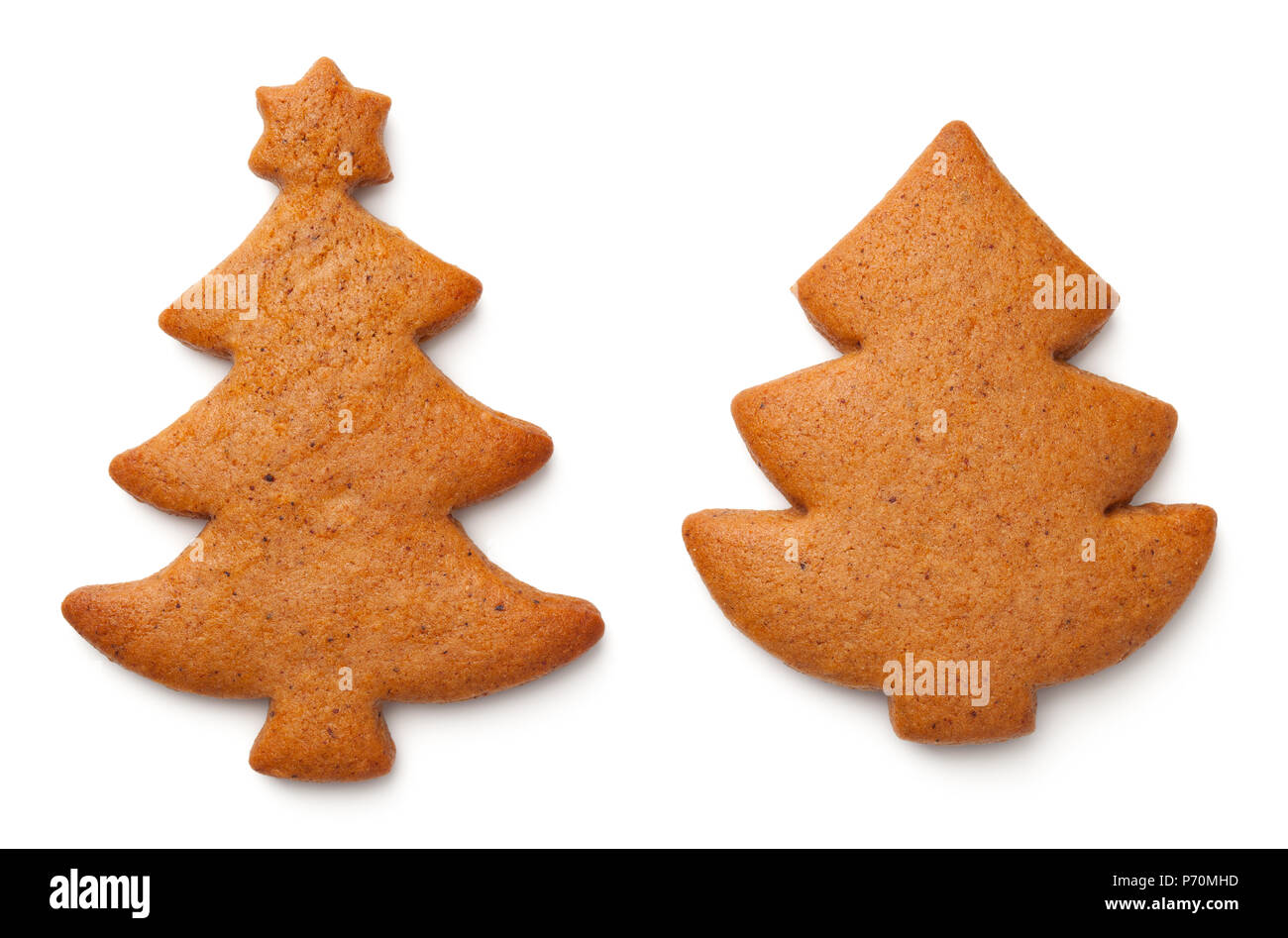 Weihnachten Lebkuchen Cookies auf weißem Hintergrund. Ansicht von oben Stockfoto