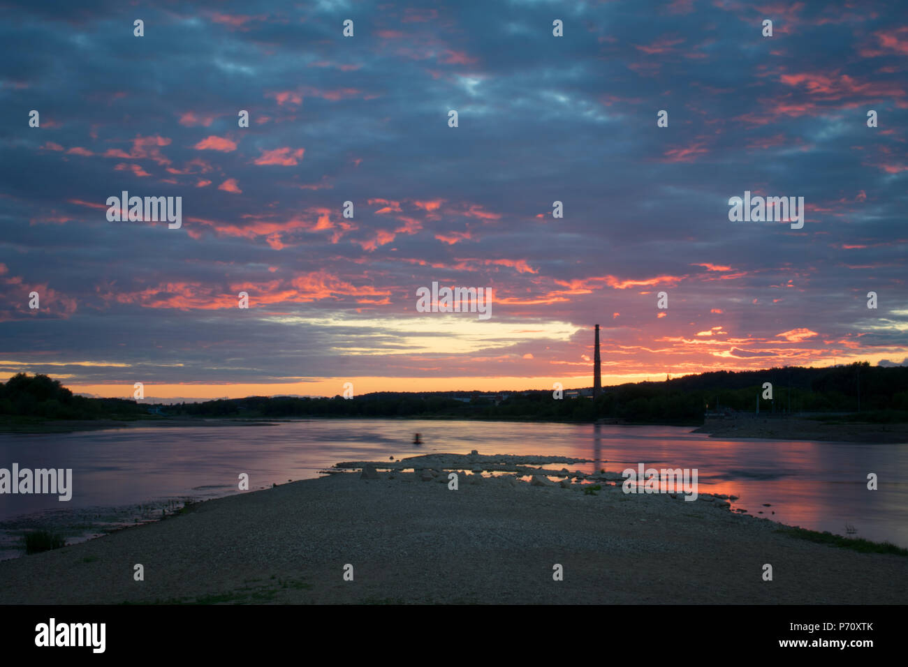 Sonnenuntergang in der Stadt Kaunas, Litauen. Stockfoto