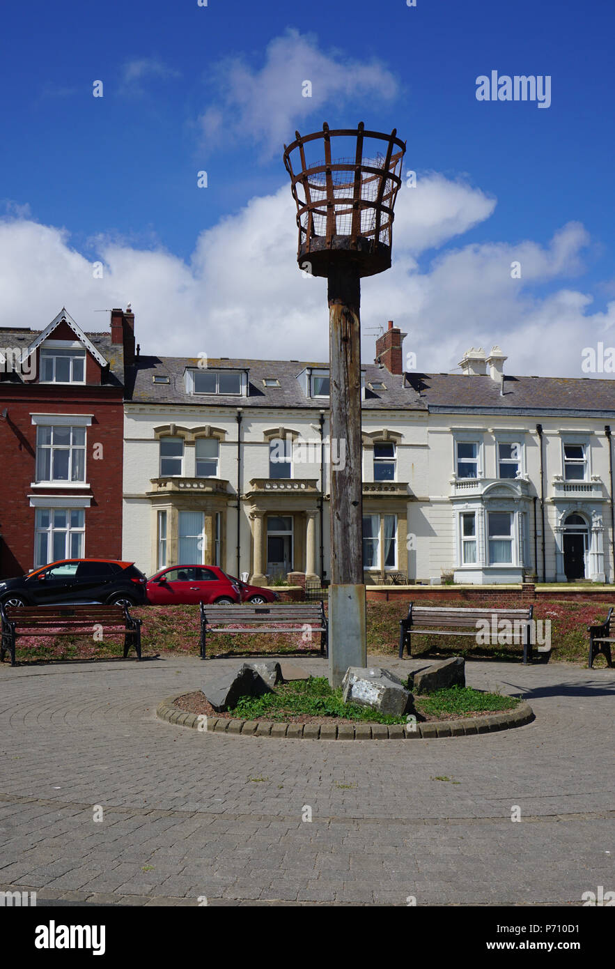 Promenade und Beacon Seaton Carew Dorf Hartlepool, England Großbritannien Stockfoto