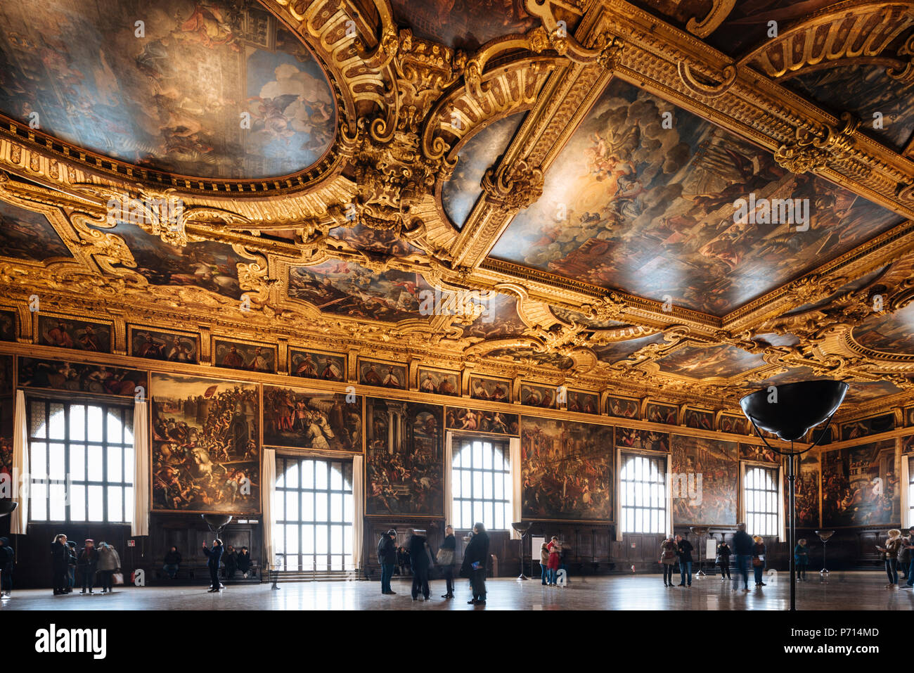 Innenraum der Dogenpalast (Palazzo Ducale), Venedig, UNESCO-Weltkulturerbe, Provinz Veneto, Italien, Europa Stockfoto