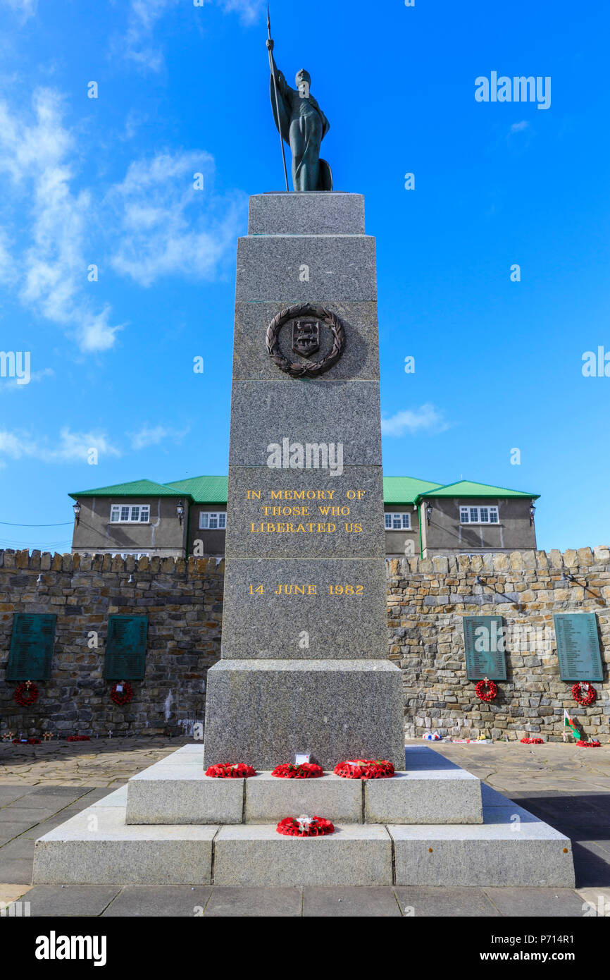 1982 Falklandkrieg Memorial, Freiheitsdenkmal, Sekretariat, zentrale Stanley, Port Stanley, Falkland Inseln, Südamerika Stockfoto