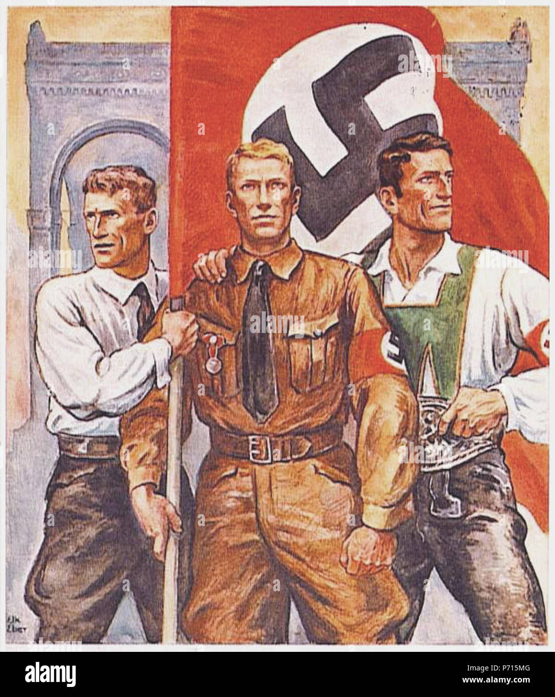 English: Elk Eber- und Igv haed doch gesiegt! (Erinnerung an den Hitlerputsch 1923 in München). Datum unbekannt 1938 9 Elk Eber- und Igv haed doch gesiegt! Stockfoto