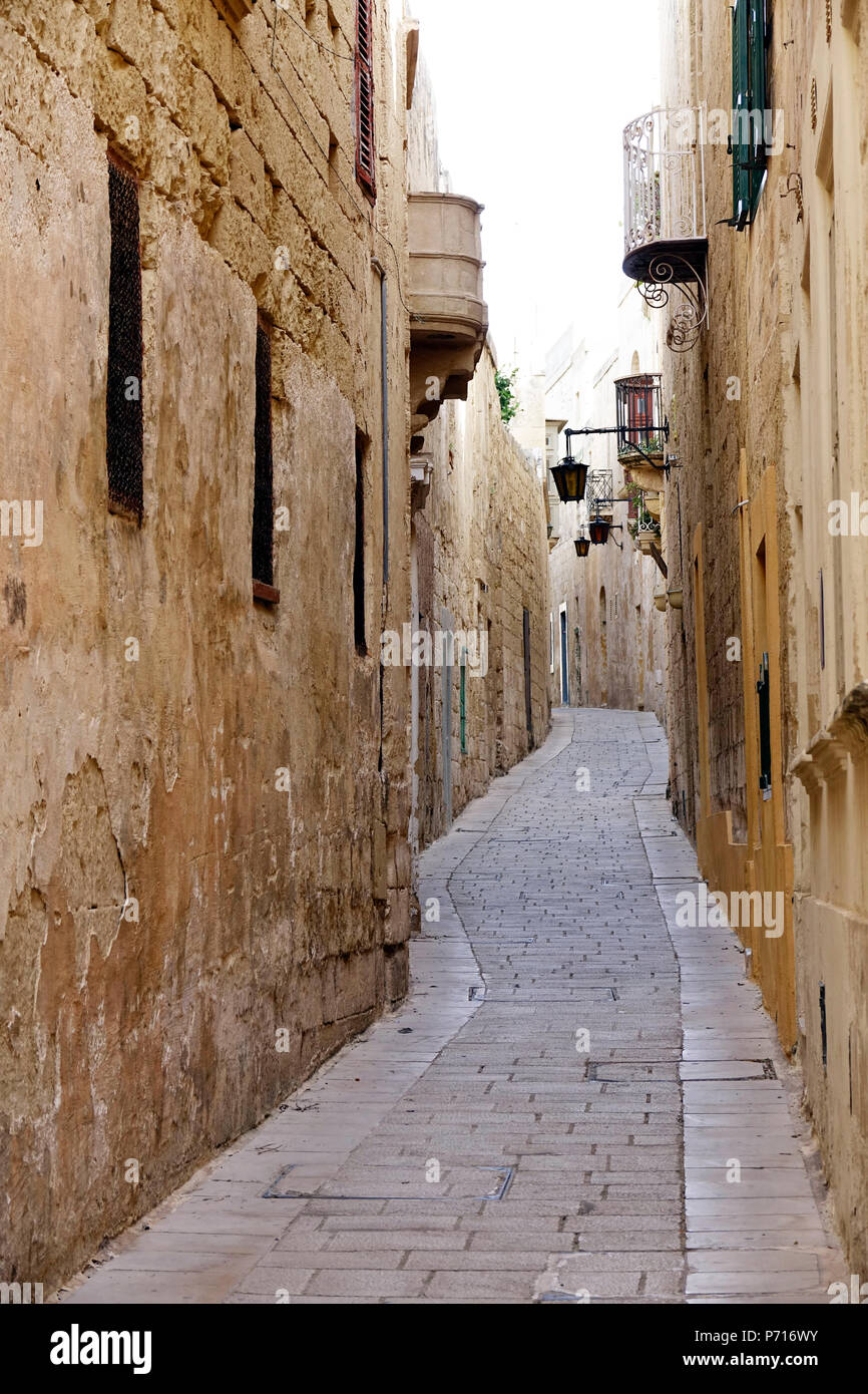 Straße in Mdina (Die Stille Stadt), Malta, Europa Stockfoto