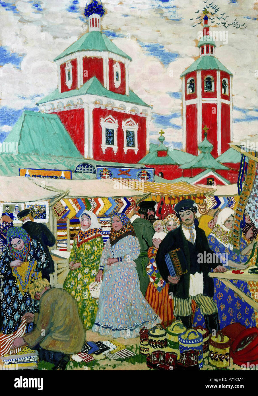 . :. Englisch: Boris Kustodiyev. Messe. 1910. Tempera auf Karton. Die A.N. Radishchev Museum der Künste, Saratow, Russland. . 1910 152 Kustodiyev fair Stockfoto