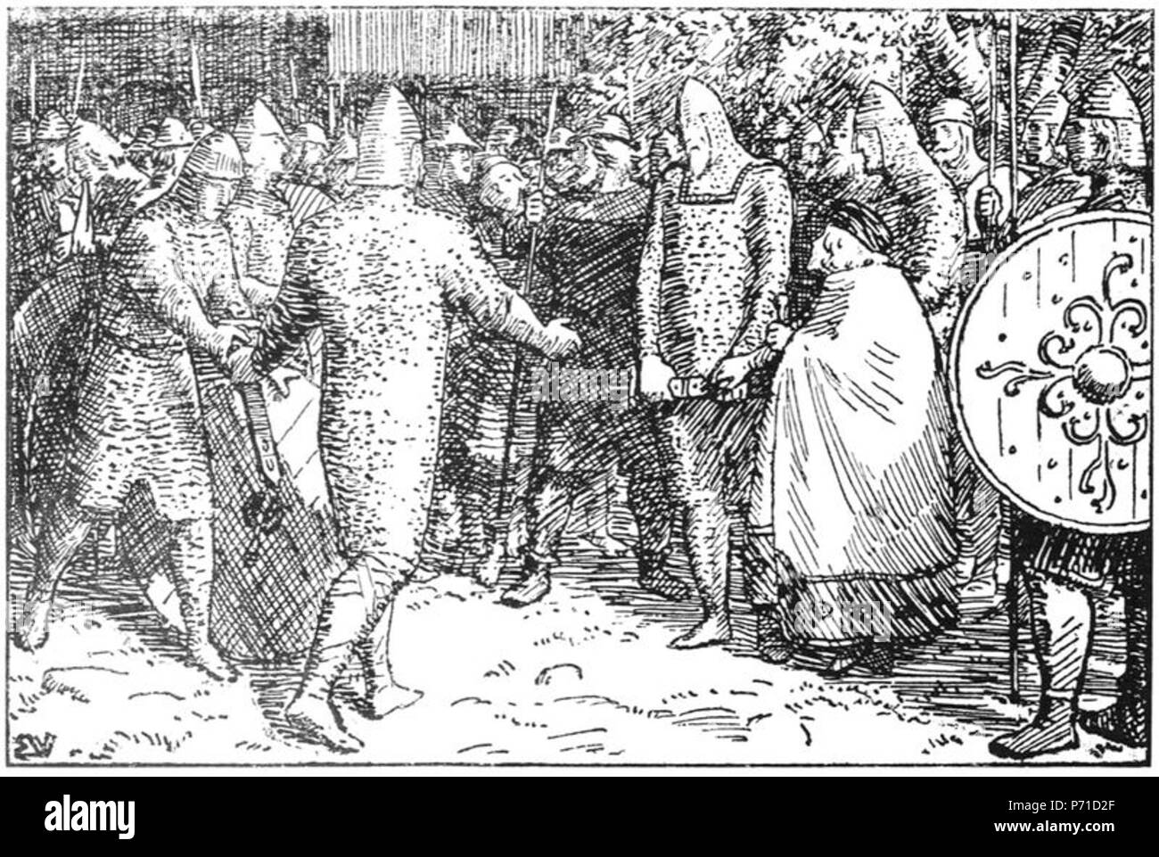 Norsk Bokmål: Kong Inge forliker Erling Skakke og Gregorius Englisch: König Inge versöhnt Erling Skakke und Gregorius. 17 Mai 2011, 14:34:09 37 Kong Inge forliker Erling Skakke og Gregorius Stockfoto