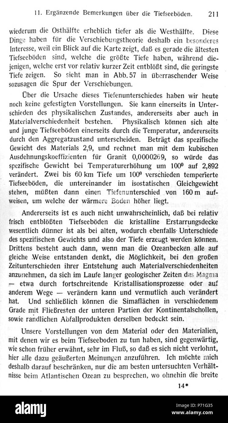 . Entstehung der Kontinente und Ozeane N/A32De Wegener Kontinente 211 Sterben Stockfoto