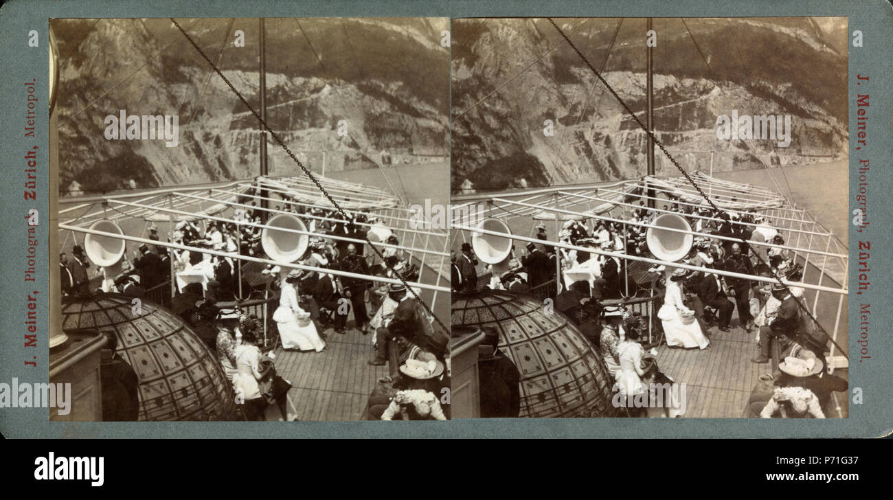 3 Schiffsreisende in Deck - ETH-BIB Ans 07251 (Johannes Meiner) Stockfoto