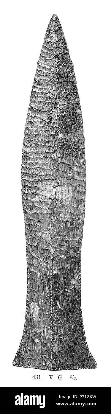 20 Flintdolk fr Utbogårdens Karleby hällkista, Sn, Vartofta hd, February (Montelius, Minnen (1917) Abb. 431) Stockfoto