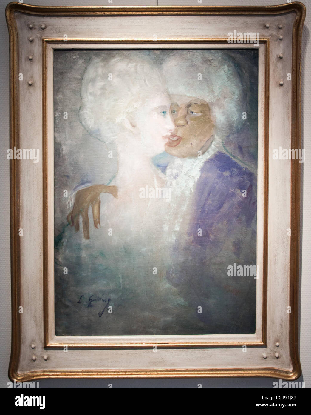 134 Gulácsy - eine mulatt férfi és a szoborfehér asszony - mit Rahmen Stockfoto
