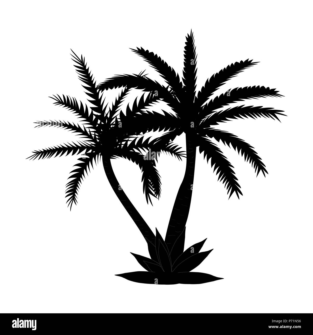 Schöne Schwarze und Weiße Palm Tree Leaf Silhouette Hintergrund Vector Illustration Stock Vektor