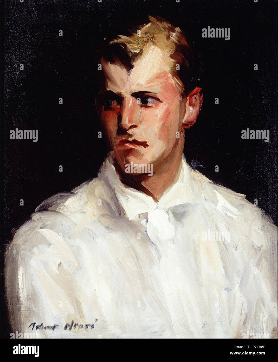 Englisch: Portrait von Carl Sprinchorn von Robert Henri, 1910, Öl auf Leinwand, 24 x 20 in. (61 x 50,8 cm), Herbert F. Johnson Museum für Kunst. 1910 139 Portrait von Carl Sprinchorn von Robert Henri Stockfoto